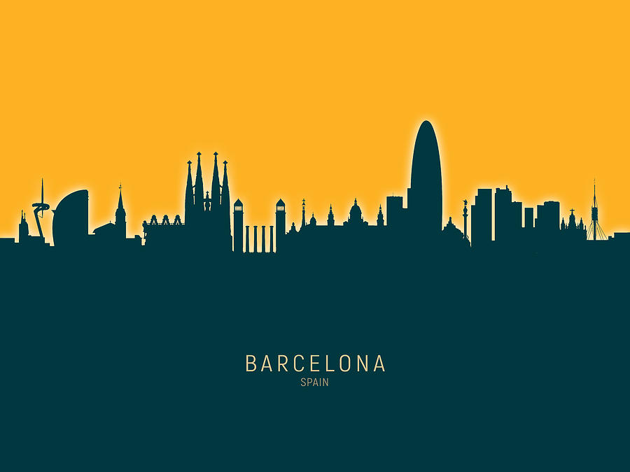 Barcelona Spain Skyline #39 Digital Art by Michael Tompsett