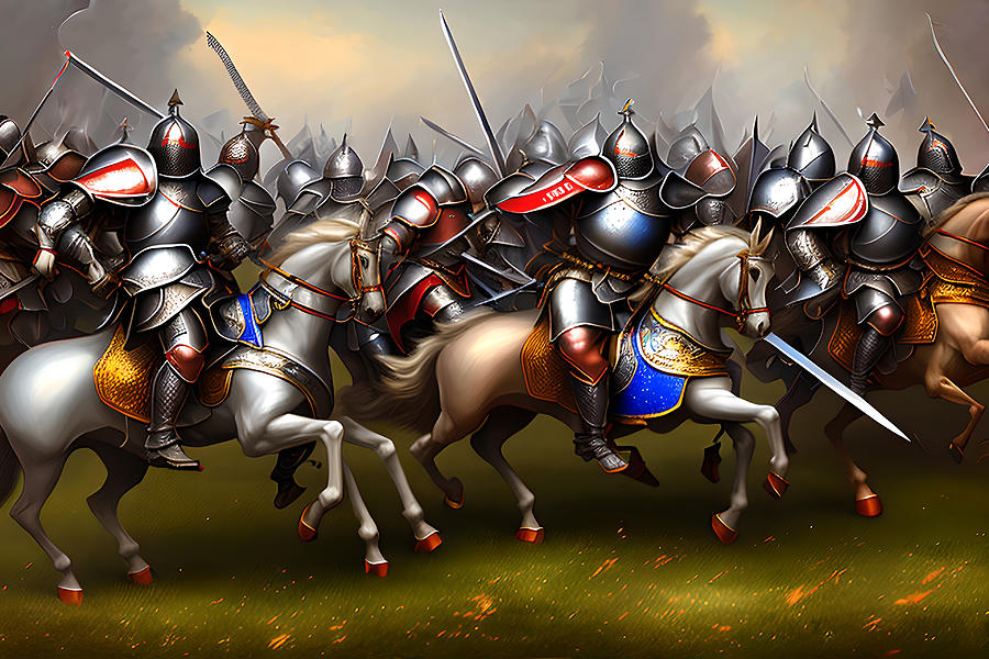 Battle of Knights, Generative AI Illustration Digital Art by Miroslav ...