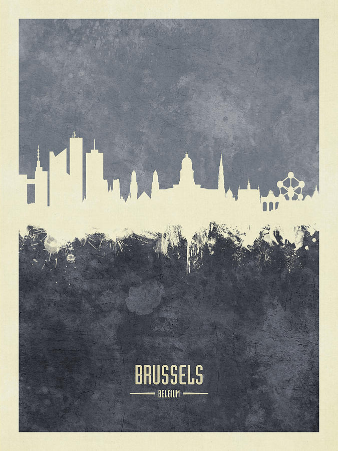Skyline Digital Art - Brussels Belgium Skyline #39 by Michael Tompsett