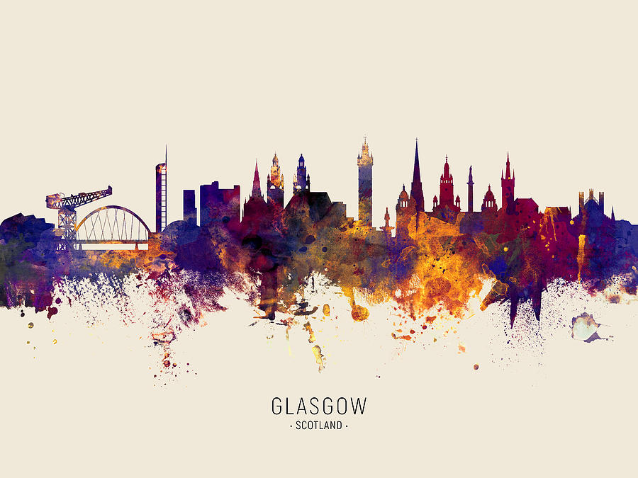 Skyline Digital Art - Glasgow Scotland Skyline #39 by Michael Tompsett