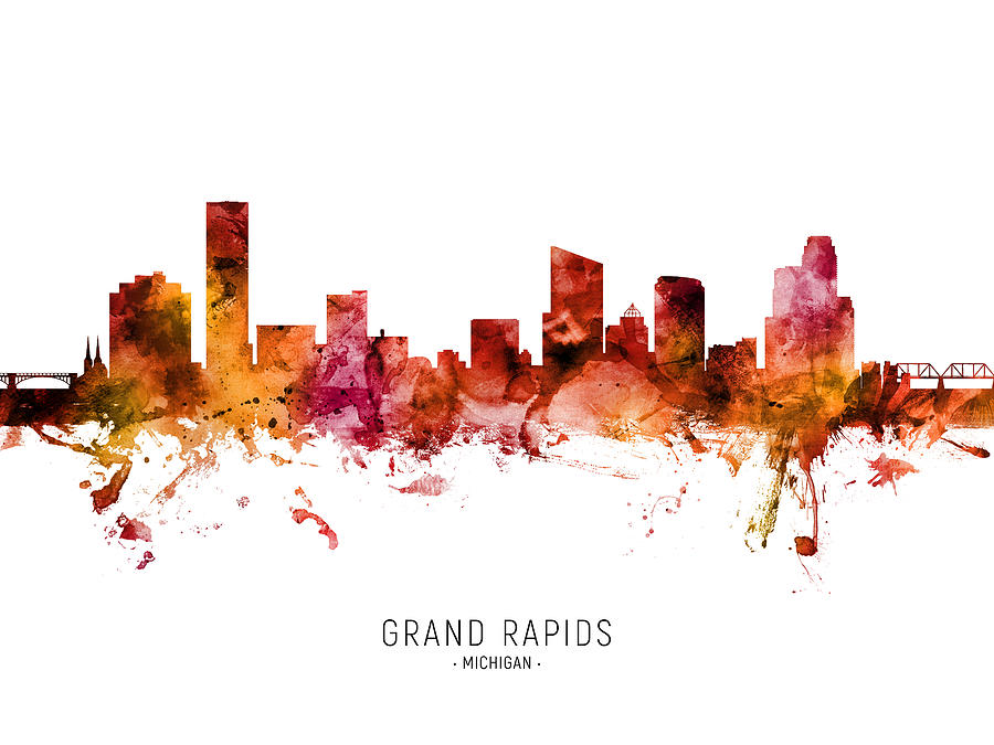 Grand Rapids Michigan Skyline Digital Art by Michael Tompsett - Fine ...