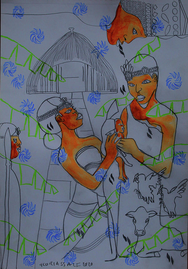 Kintu and Nambi New Beginnings #39 Painting by Gloria Ssali