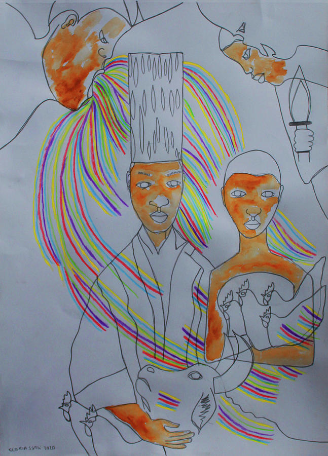 Kintu and Nambi Walumbes Tyranny #39 Painting by Gloria Ssali