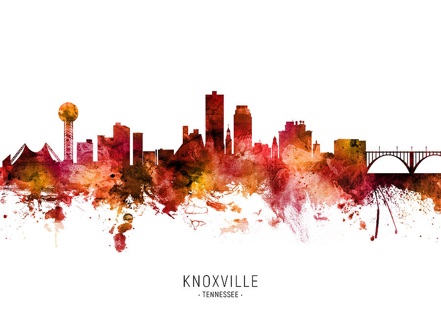 Knoxville Digital Art - Knoxville Tennessee Skyline #39 by Michael Tompsett