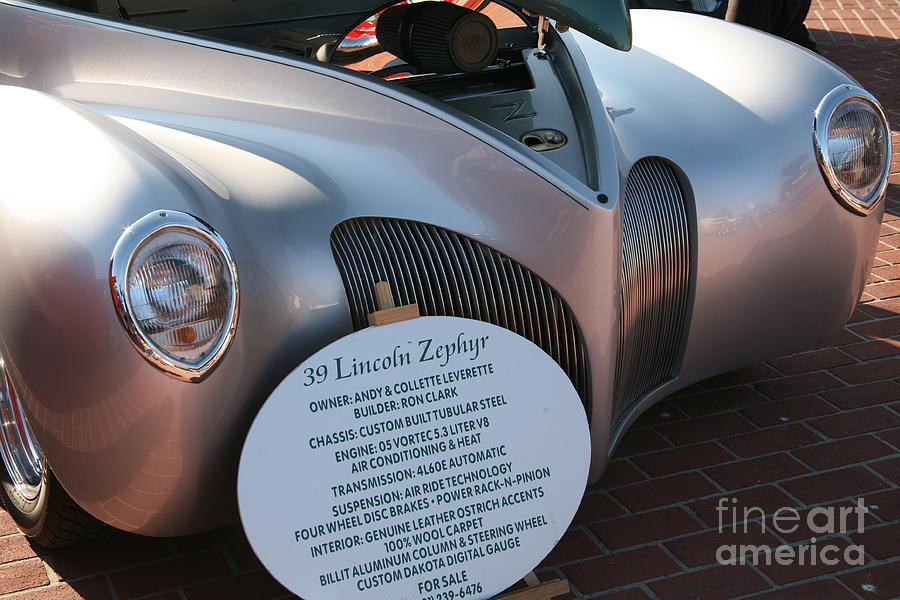 Inspirational Photograph - 39 Lincoln Zephyr Silver Custom Classic Car by Chuck Kuhn