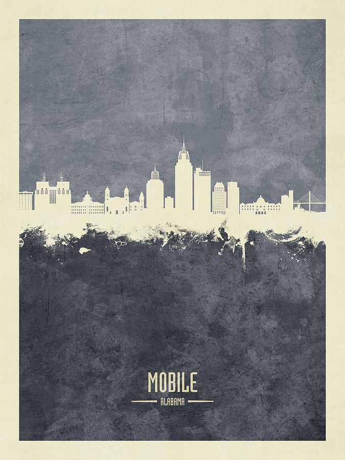 Mobile Skyline Digital Art - Mobile Alabama Skyline #39 by Michael Tompsett