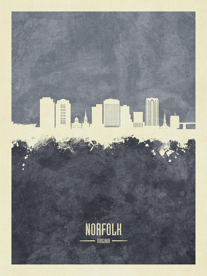 Norfolk Virginia Skyline #6 Digital Art by Michael Tompsett