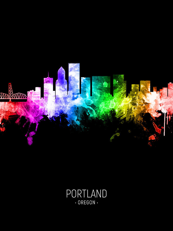 Portland Oregon Skyline #39 Digital Art by Michael Tompsett