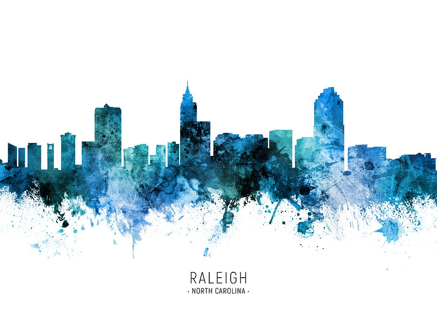 Raleigh Digital Art - Raleigh North Carolina Skyline #39 by Michael Tompsett