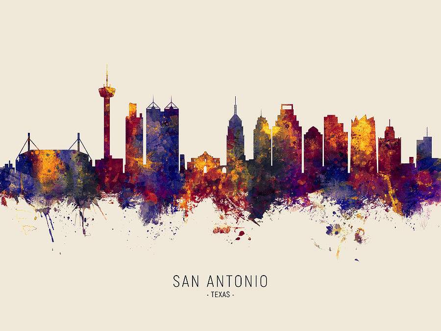 San Antonio Texas Skyline Digital Art by Michael Tompsett Fine Art
