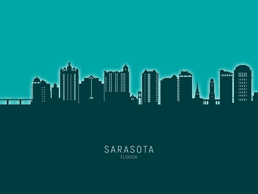 Sarasota Florida Skyline #39 Digital Art by Michael Tompsett