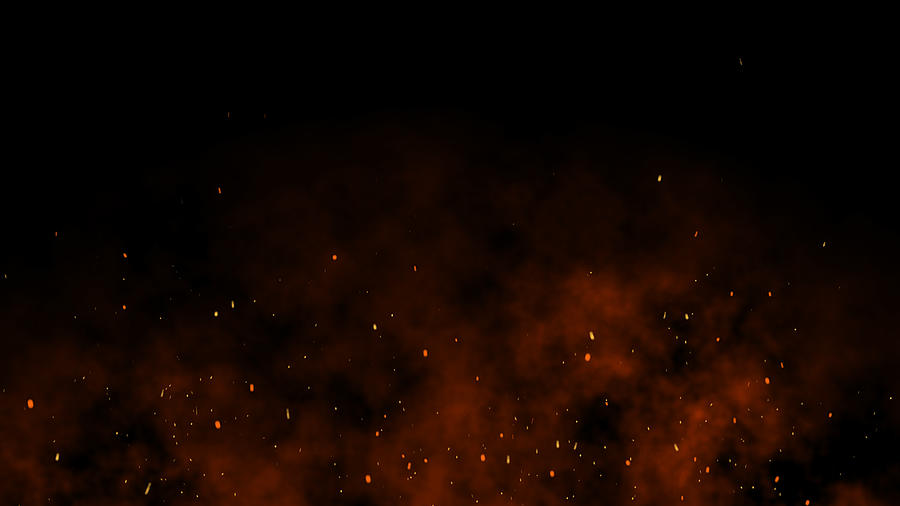 3d Burning Embers Glowing. Fire Glowing Particles On Black Background 