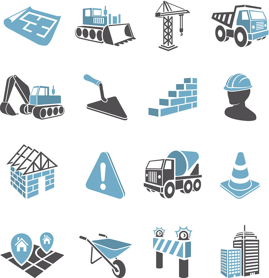 3D Construction Icons Drawing by Artvea