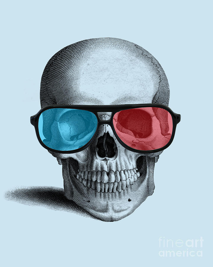 Halloween Movie Digital Art - 3D glasses skull by Madame Memento