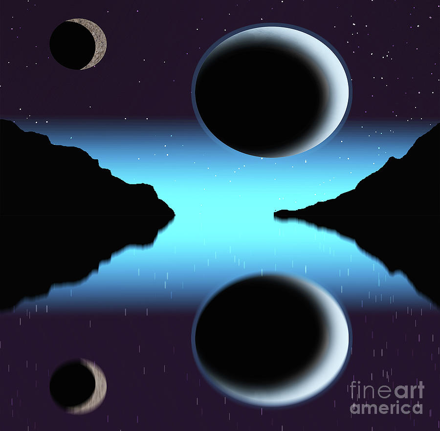 3D illustration Mysterious far away planet with celestial orbs m Digital Art by Timothy OLeary