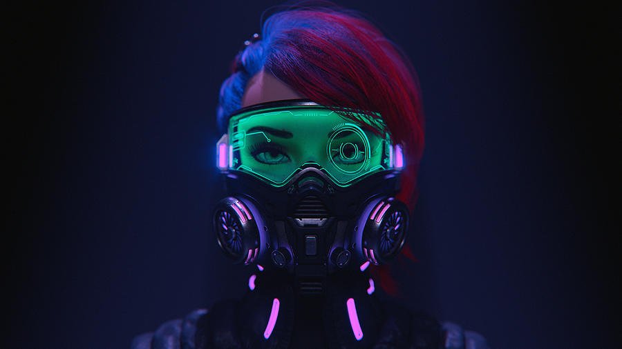Cyberpunk Anime Girl Gas Mask 4841