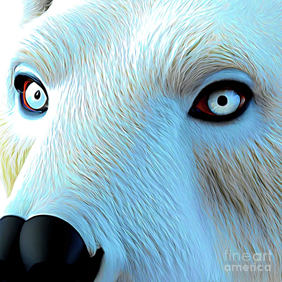 3D Look AI Art Portrait of a Polar Bear 1 Abstract Expressionism  Digital Art by Rose Santuci-Sofranko