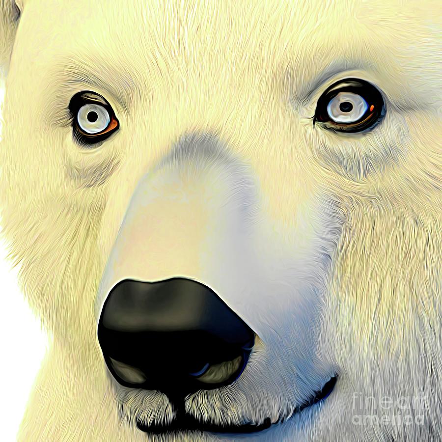 3D Look AI Art Portrait of a Polar Bear 2 Abstract Expressionism Digital Art by Rose Santuci-Sofranko