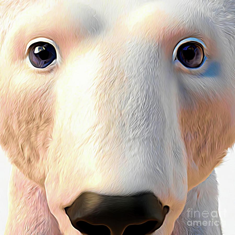 3D Look AI Art Portrait of a Polar Bear 3 Abstract Expressionism Digital Art by Rose Santuci-Sofranko