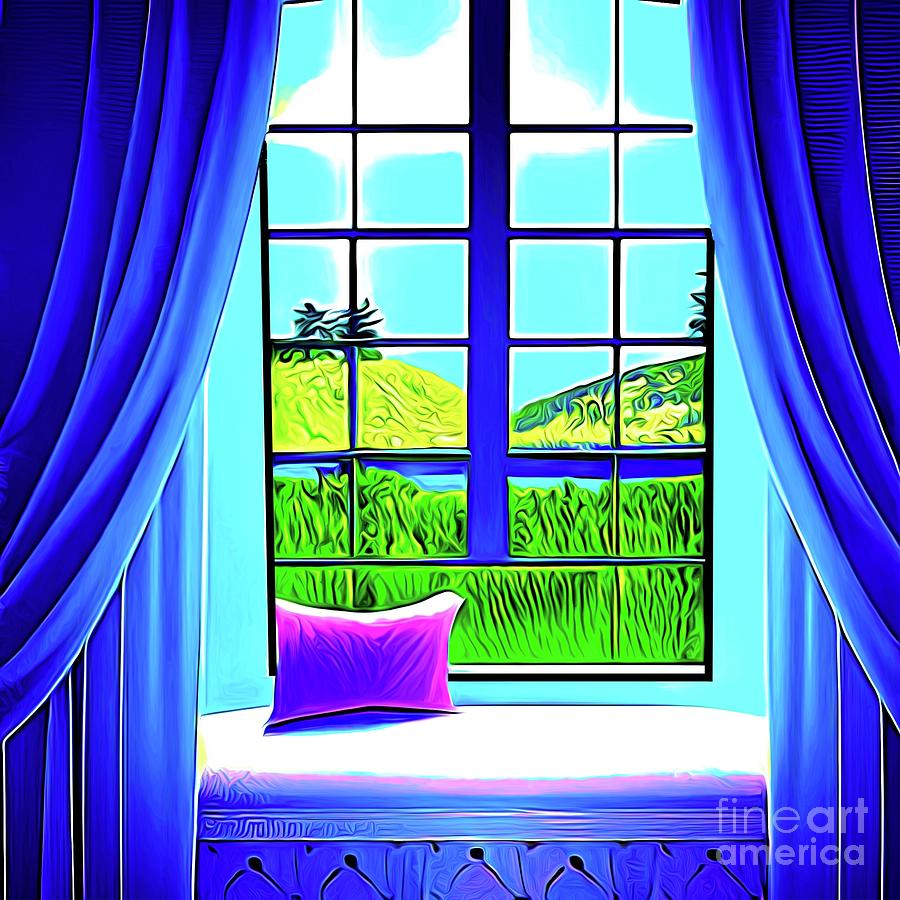 3D Look Artificial Intelligence Art Bay Window with Window Seat Abstract Expressionism Digital Art by Rose Santuci-Sofranko