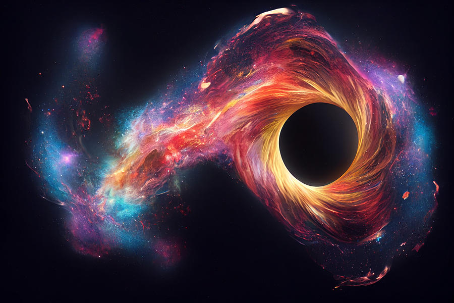 3d Model Of A Black Hole In Space Folding Space And Time Swallowing Nebulas And Galaxies Pulling