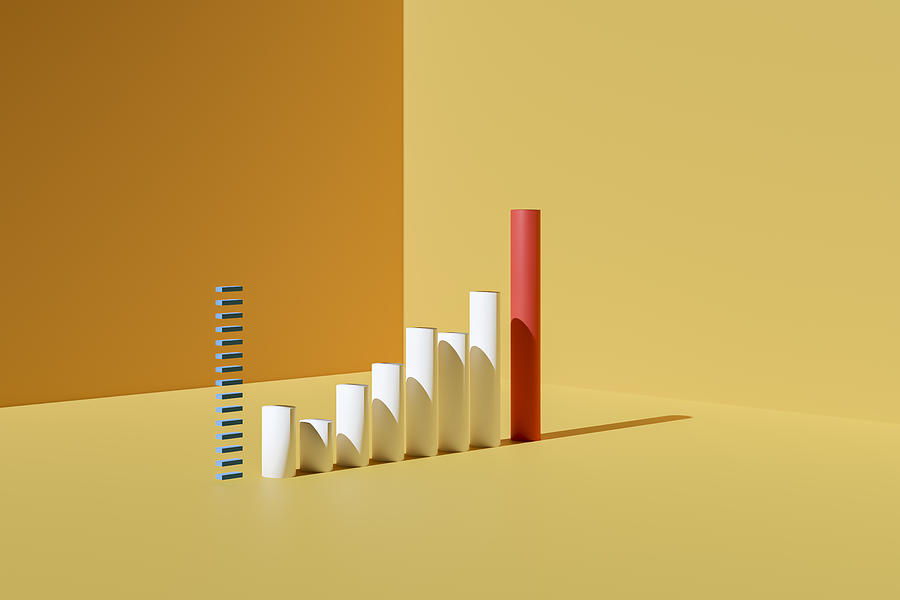 3D of Arrows business growth infographic blank template in yellow background Photograph by Hector  Roqueta Rivero