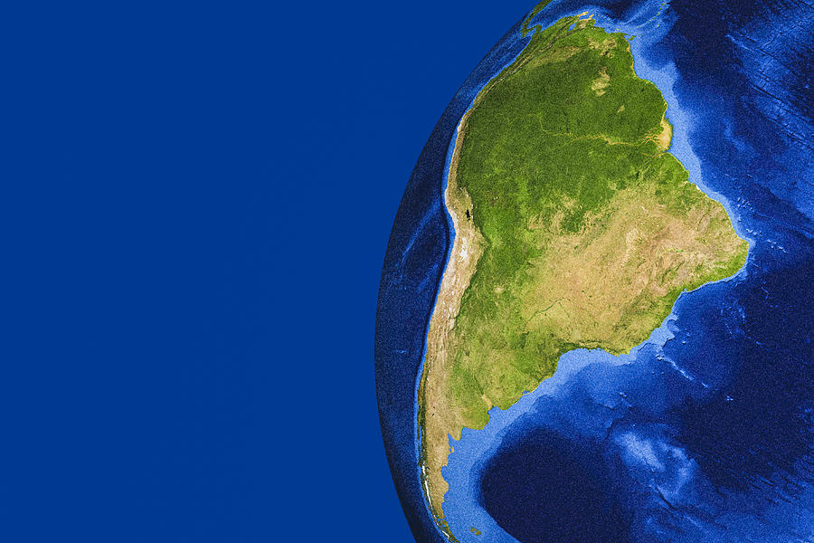 3D render of planet Earth with South America in main focus. Photograph by Instants