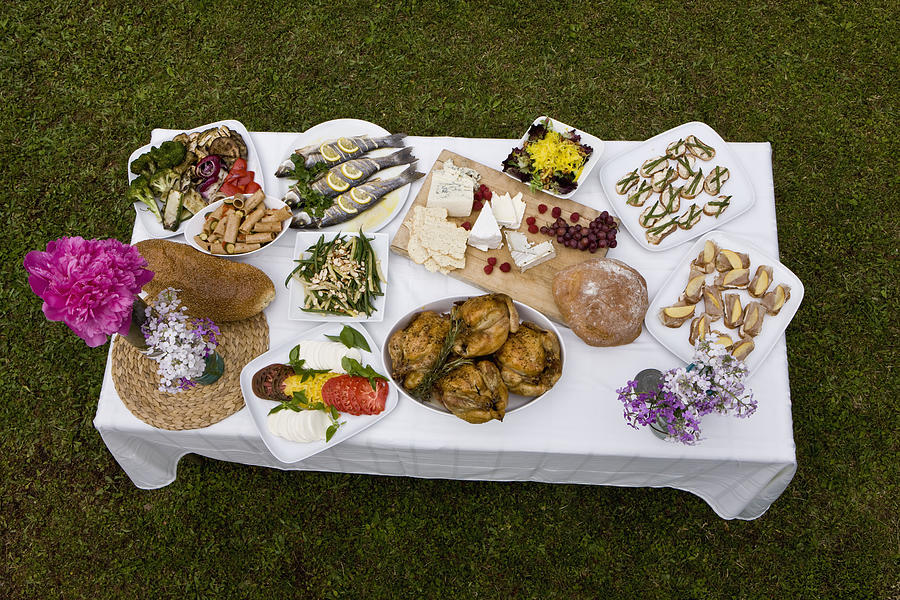  Food at outdoor dinner party in countryside #4 Photograph by Thomas Jackson