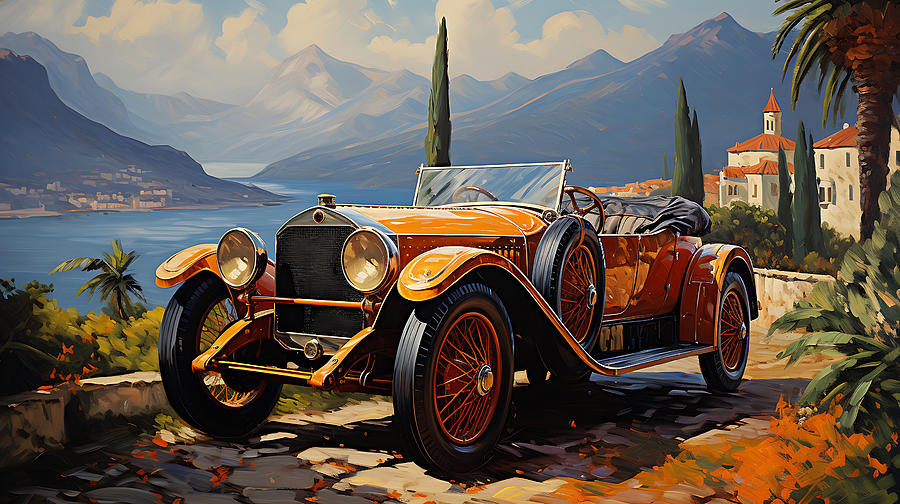 Fantasy Painting - 1918 Isotta Fraschini Tipo 8 5.3L Roadster  stu by Asar Studios #4 by Celestial Images