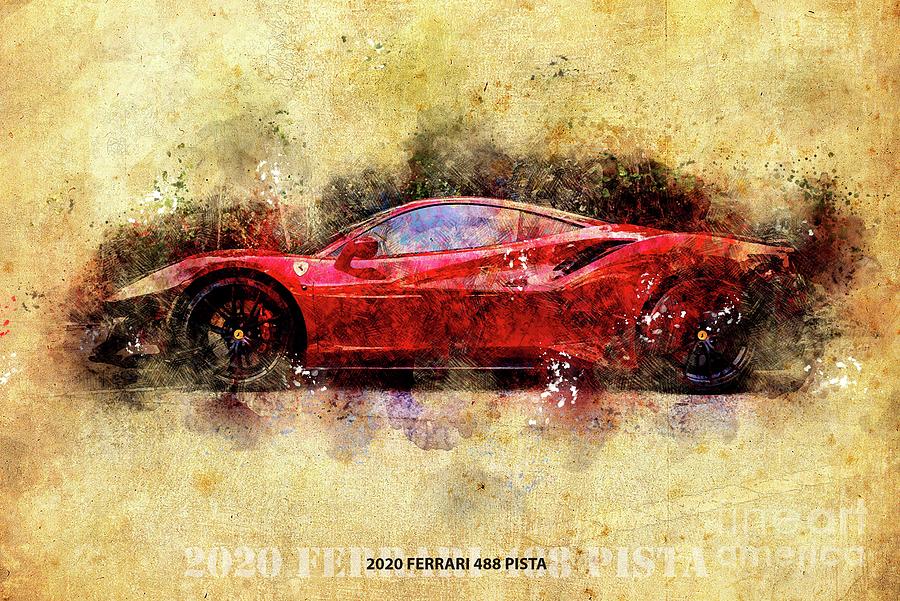 2020 Ferrari 488 Pista Original Artwork Drawing