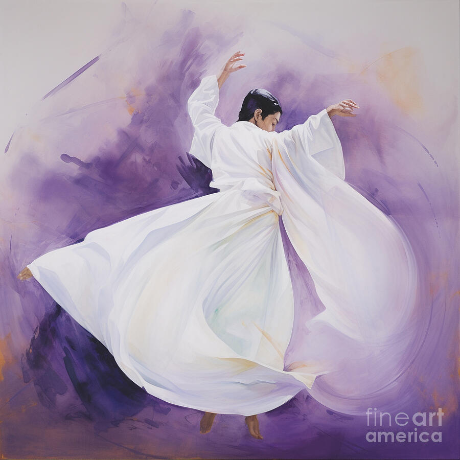 4 a man is performing the dancer with white lon by Asar Studios Painting by Celestial Images