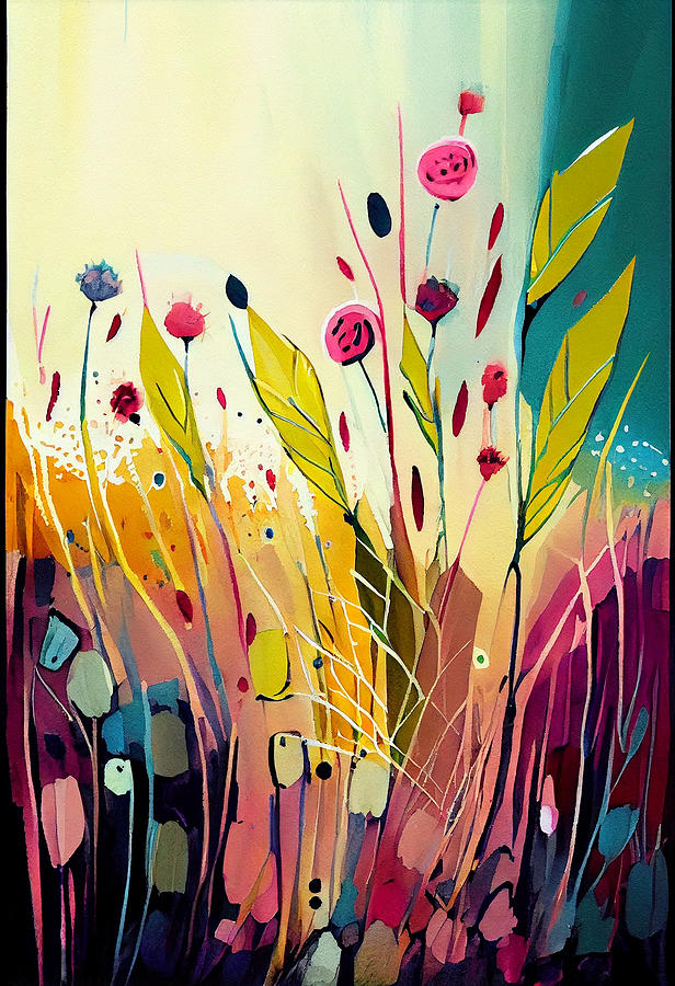 Abstract  Art  Of  Nature  Wildflowers  Bold  Vibrant By Asar Studios Digital Art