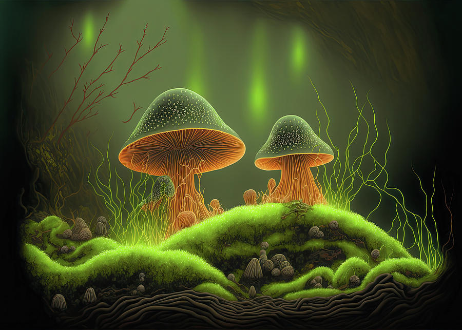 Abstract Mushroom Landscape Digital Art By 1 Sascha Schmidt Fine Art