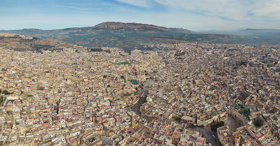 Aerial panorama of Medina in Fes, Morocco #4 Photograph by Mikhail Kokhanchikov