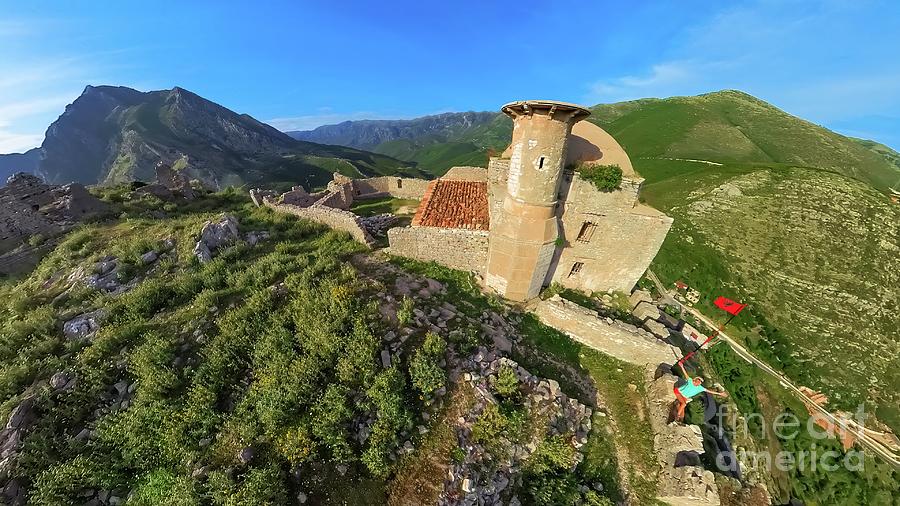 aerial view of Borsh Castle in Albania #4 Digital Art by Benny Marty