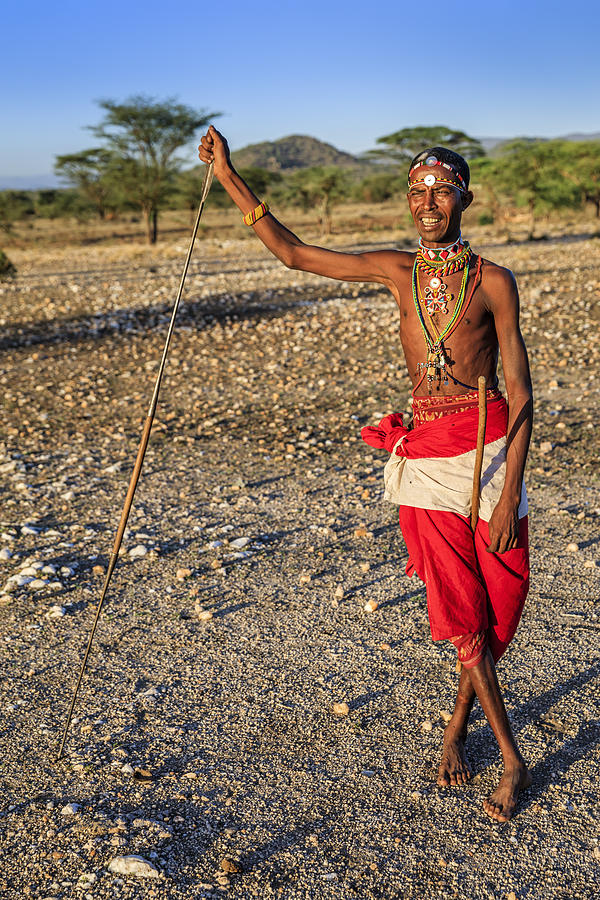 African warrior from Samburu tribe, central Kenya, East Africa #4 Photograph by Hadynyah