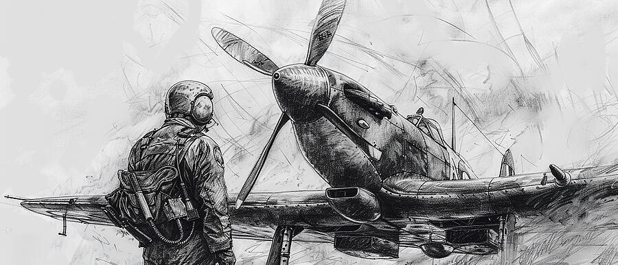 Spitfire Mixed Media - Albert Capstaff Pencil Sketch #4 by Stephen Smith Galleries
