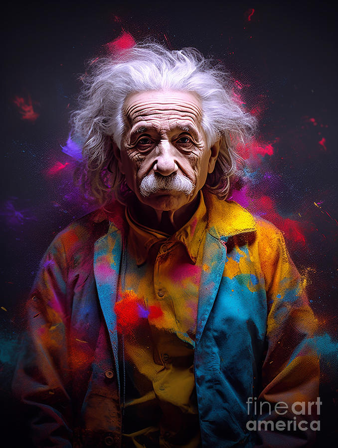 Albert  Einstein  Surreal  Cinematic  Minimalistic   by Asar Studios #4 Painting by Celestial Images