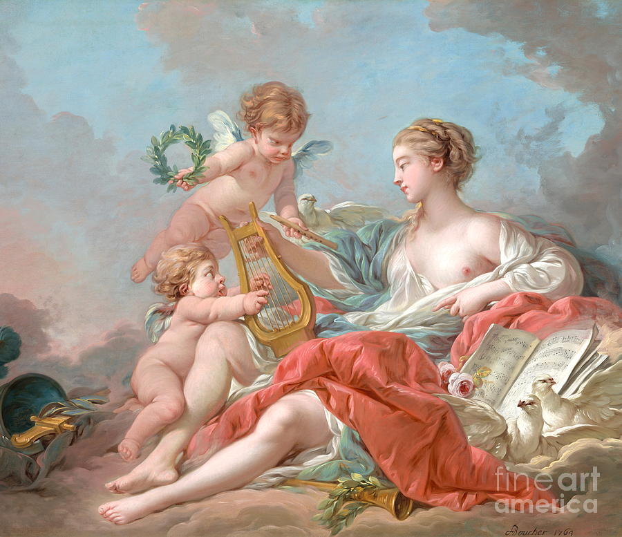 Allegory of Music #4 Painting by Francois Boucher