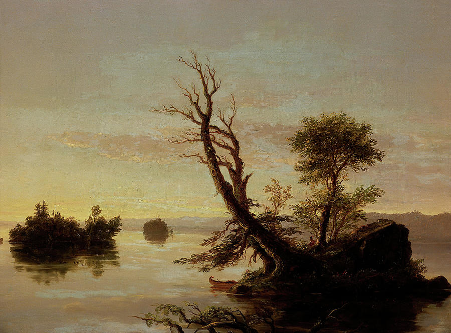 American Lake Scene, from 1844 Painting by Thomas Cole