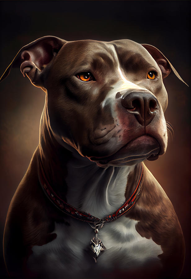 American Pitbull Portrait Mixed Media by Stephen Smith Galleries - Fine ...