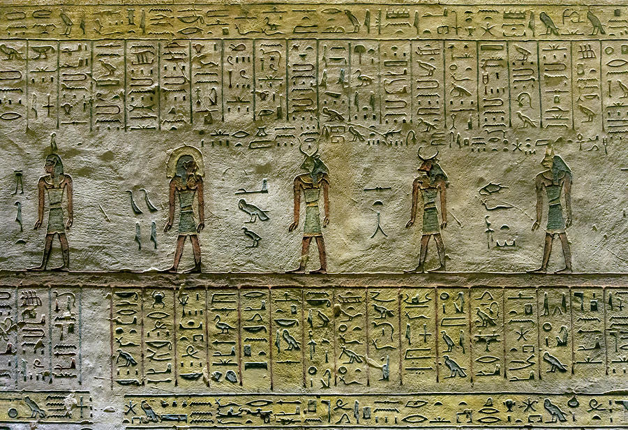 Ancient Color Egypt Images On Wall #4 Relief by Mikhail Kokhanchikov