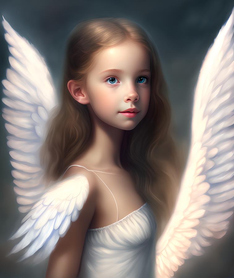 Angelic Girl, Generative AI Illustration Digital Art by Miroslav ...