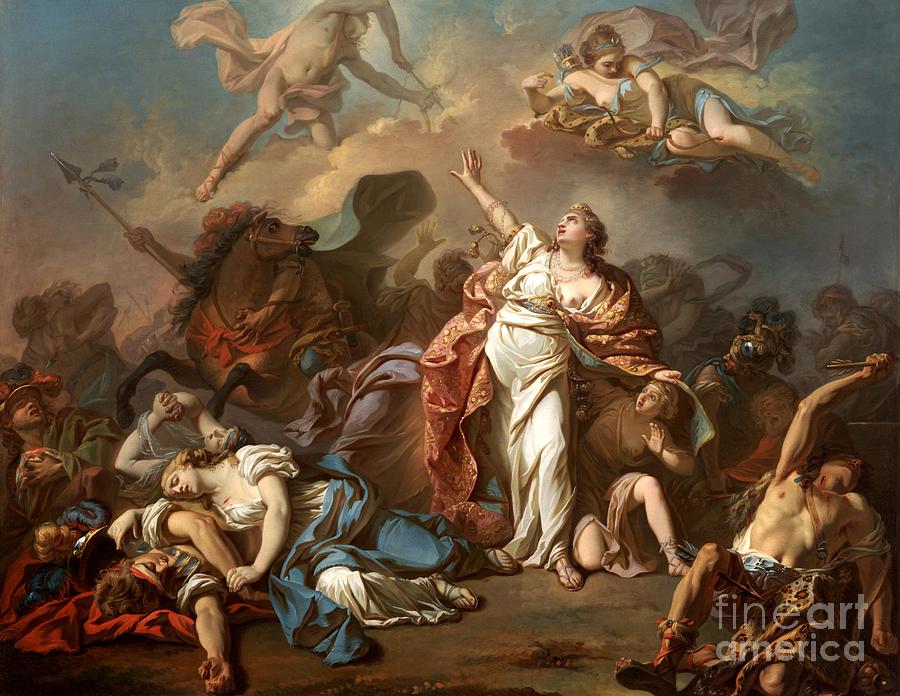 Apollo and Diana Attacking the Children of Niobe #4 Painting by Jacques-Louis David