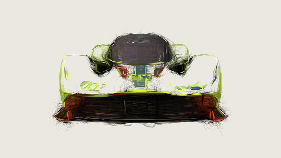 Aston Martin Valkyrie AMR Pro Car Drawing #4 Digital Art by CarsToon Concept