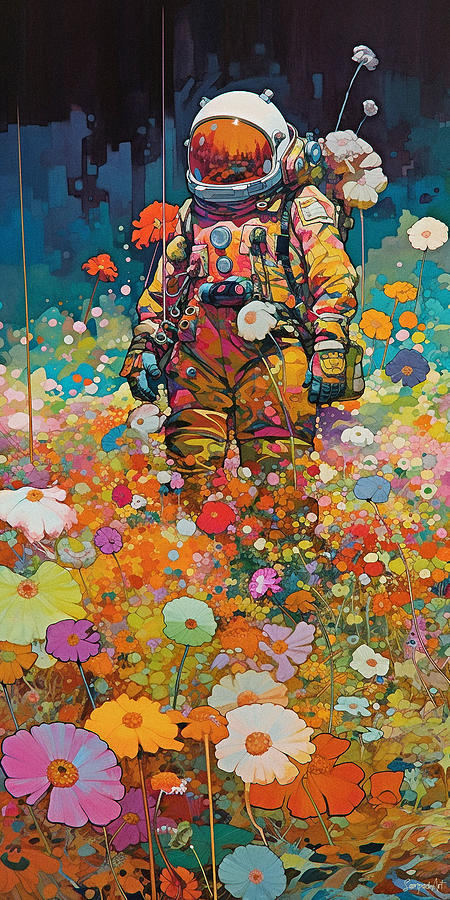 Astronaut in the flower field - Print Digital Art by SampadArt Gallery ...