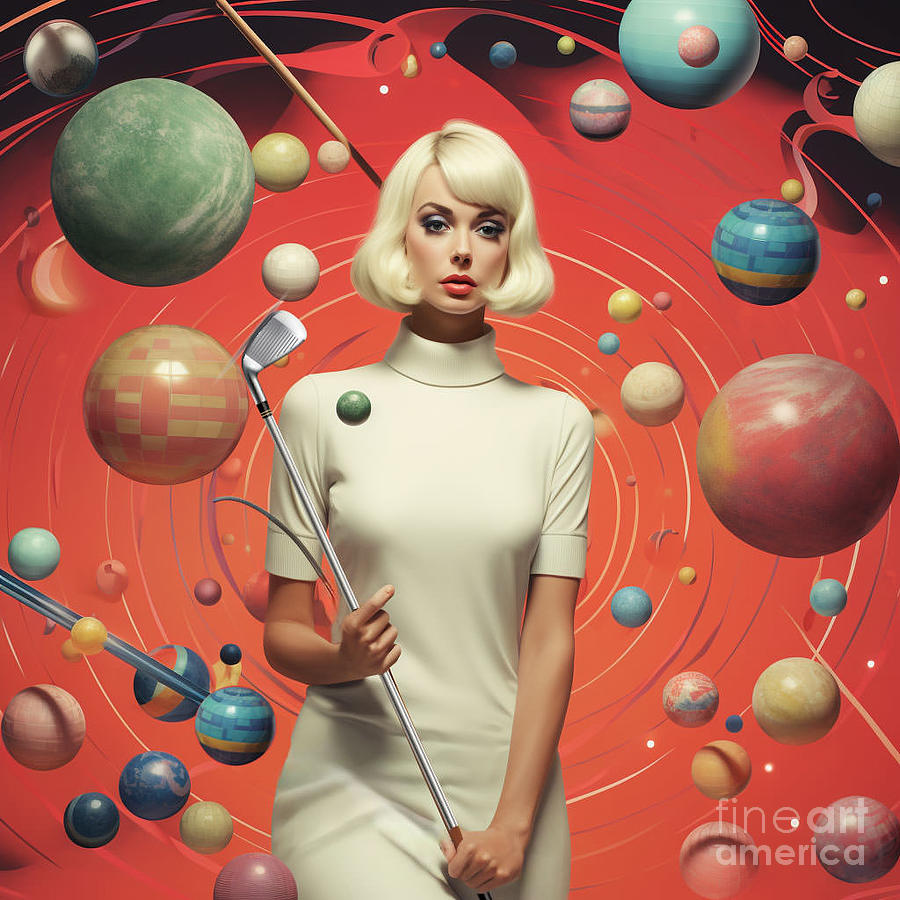 Atomic Golf Girl 14 Mixed Media by Olivera Cejovic
