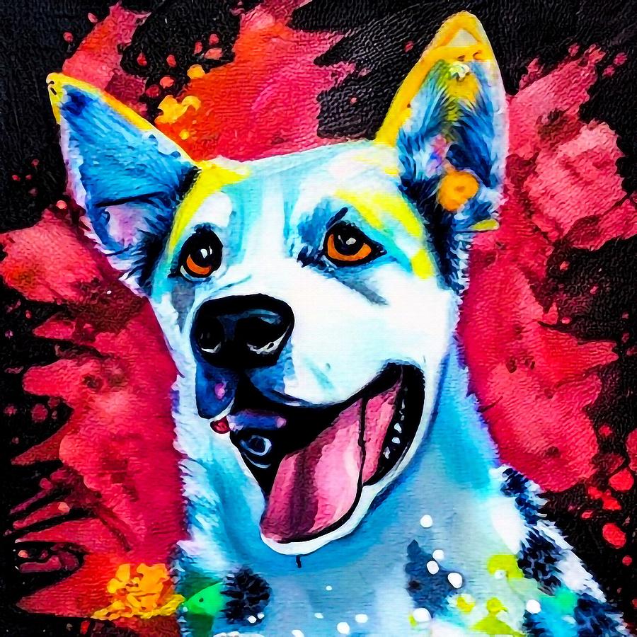 Australian Cattle Dog Splatter painting Digital Art by Adrien Efren ...