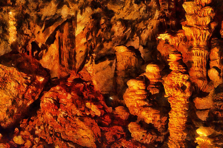 Aven dOrgnac, a dripstone cave in the south of France #4 Digital Art by Gina Koch