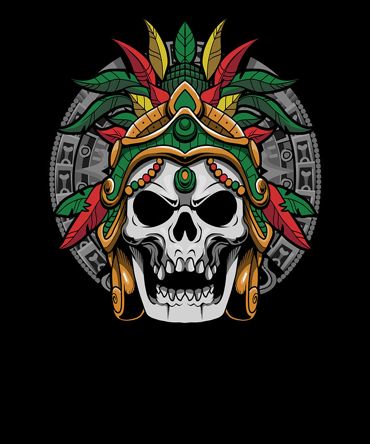 Christmas Digital Art - Aztec Inca Maya Culture Art Skull Warrior #4 by Mercoat UG Haftungsbeschraenkt